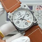 BRF Factory Bell & Ross BR 03-93 GMT 42mm Steel Leather Strap White Dial (9) BRF Factory Bell & Ross BR-03-93 GMT 42mm Steel Leather Strap White Dial