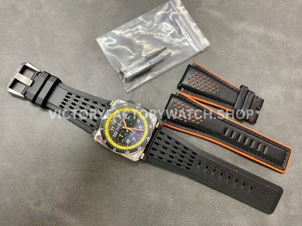 BRF Factory Bell & Ross BR-03-94 Chronographe 42mm Steel Rubber Strap Black Dial (6) BRF Factory Bell & Ross BR-03-94 Chronographe 42mm Steel Rubber Strap Black Dial