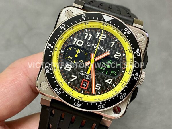 BRF Factory Bell & Ross BR-03-94 Chronographe 42mm Steel Rubber Strap Black Dial (7) BRF Factory Bell & Ross BR-03-94 Chronographe 42mm Steel Rubber Strap Black Dial