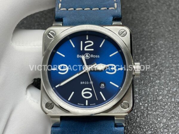 BRF Factory Bell & Ross BR 03 BR0392-BLU-STSCA 42mm Steel Leather Strap Blue Dial (1) BRF Factory Bell & Ross BR-03 BR0392-BLU-STSCA 42mm Steel Leather Strap Blue Dial