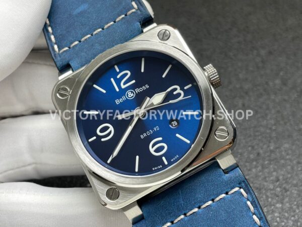 BRF Factory Bell & Ross BR 03 BR0392-BLU-STSCA 42mm Steel Leather Strap Blue Dial (4) BRF Factory Bell & Ross BR-03 BR0392-BLU-STSCA 42mm Steel Leather Strap Blue Dial