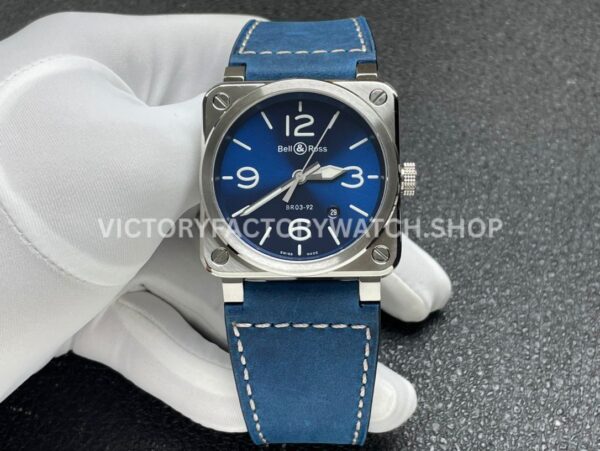 BRF Factory Bell & Ross BR 03 BR0392-BLU-STSCA 42mm Steel Leather Strap Blue Dial (8) BRF Factory Bell & Ross BR-03 BR0392-BLU-STSCA 42mm steel blue dial leather strap