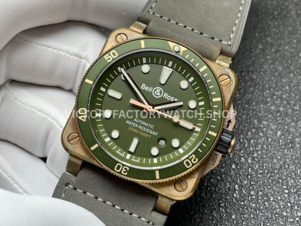 BRF Factory Bell & Ross BR 03 BR0392-D-G-BRSCA 42mm Bronze Calf Skin Strap Green Dial (4) BRF Factory Bell & Ross BR-03 BR0392-D-G-BRSCA 42mm Bronze Calf Skin Strap Green Dial