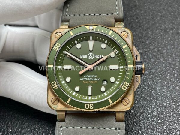 BRF Factory Bell & Ross BR 03 BR0392-D-G-BRSCA 42mm Bronze Calf Skin Strap Green Dial (5) BRF Factory Bell & Ross BR-03 BR0392-D-G-BRSCA 42mm Bronze Calf Skin Strap Green Dial