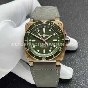 BRF Factory Bell & Ross BR 03 BR0392-D-G-BRSCA 42mm Bronze Calf Skin Strap Green Dial (7) BRF Factory Bell & Ross BR-03 BR0392-D-G-BRSCA 42mm bronze green dial calfskin strap