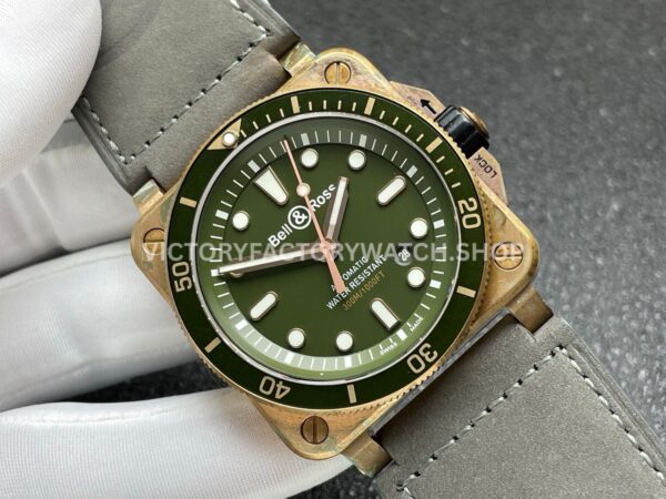 BRF Factory Bell & Ross BR 03 BR0392-D-G-BRSCA 42mm Bronze Calf Skin Strap Green Dial (8) BRF Factory Bell & Ross BR-03 BR0392-D-G-BRSCA 42mm Bronze Calf Skin Strap Green Dial