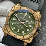 BRF Factory Bell & Ross BR 03 BR0392-D-LT-BRSRB 42mm Bronze Leather strap Green Dial (11) BRF Factory Bell & Ross BR-03 BR0392-D-BR-BRSCA 42mm Bronze Rubber Strap Grey Dial