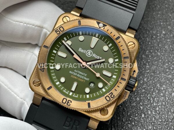 BRF Factory Bell & Ross BR 03 BR0392-D-LT-BRSRB 42mm Bronze Leather strap Green Dial (11) BRF Factory Bell & Ross BR-03 BR0392-D-BR-BRSCA 42mm Bronze Rubber Strap Grey Dial