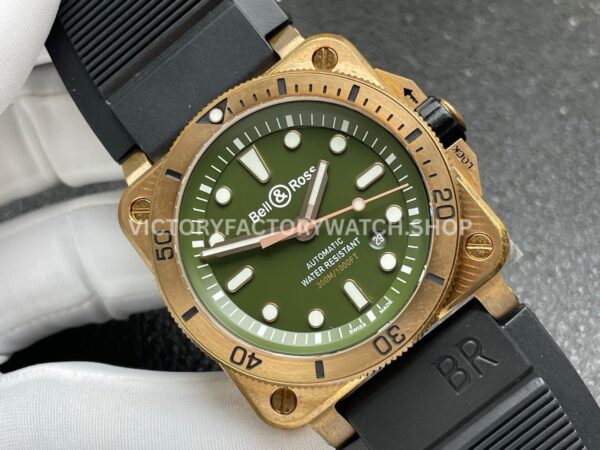 BRF Factory Bell & Ross BR 03 BR0392-D-LT-BRSRB 42mm Bronze Leather strap Green Dial (13) BRF Factory Bell & Ross BR-03 BR0392-D-BR-BRSCA 42mm Bronze Rubber Strap Grey Dial