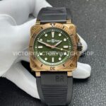 BRF Factory Bell & Ross BR 03 BR0392-D-LT-BRSRB 42mm Bronze Leather strap Green Dial (14) BRF Factory Bell & Ross BR-03 BR0392-D-BR-BRSCA 42mm bronze grey dial rubber strap