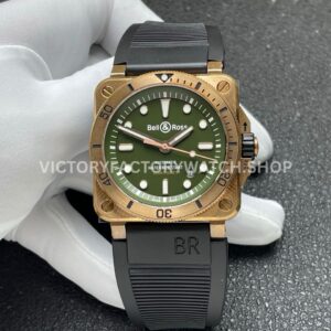 BRF Factory Bell & Ross BR 03 BR0392-D-LT-BRSRB 42mm Bronze Leather strap Green Dial (14) BRF Factory Bell & Ross BR-03 BR0392-D-BR-BRSCA 42mm bronze grey dial rubber strap