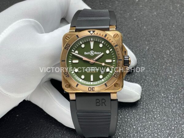 BRF Factory Bell & Ross BR 03 BR0392-D-LT-BRSRB 42mm Bronze Leather strap Green Dial (14) BRF Factory Bell & Ross BR-03 BR0392-D-BR-BRSCA 42mm bronze grey dial rubber strap