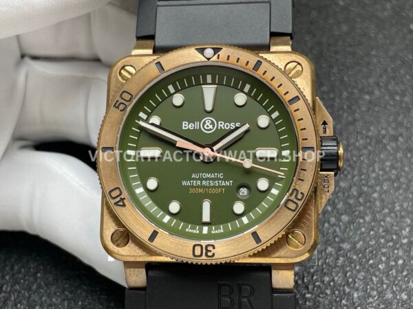 BRF Factory Bell & Ross BR 03 BR0392-D-LT-BRSRB 42mm Bronze Leather strap Green Dial (15) BRF Factory Bell & Ross BR-03 BR0392-D-BR-BRSCA 42mm Bronze Rubber Strap Grey Dial