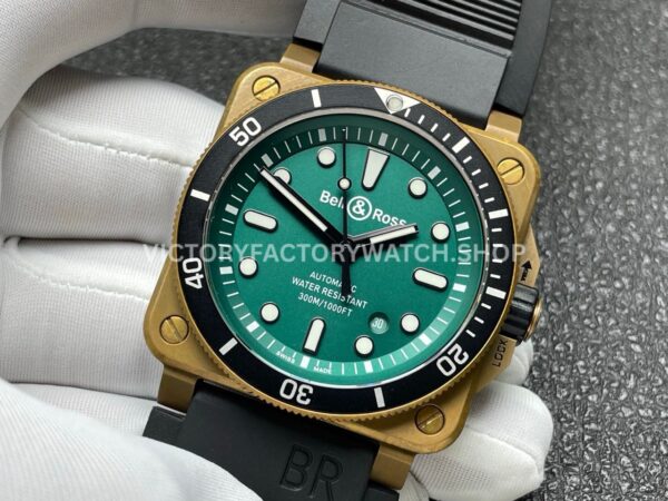 BRF Factory Bell & Ross BR 03 BR0392-D-LT-BRSRB 42mm Bronze Rubber Strap Green Dial (5) BRF Factory Bell & Ross BR-03 BR0392-D-LT-BRSRB 42mm Bronze Rubber Strap Green Dial