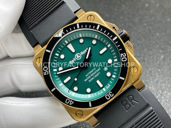 BRF Factory Bell & Ross BR 03 BR0392-D-LT-BRSRB 42mm Bronze Rubber Strap Green Dial (7) BRF Factory Bell & Ross BR-03 BR0392-D-LT-BRSRB 42mm Bronze Rubber Strap Green Dial