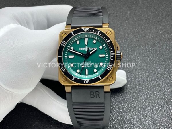 BRF Factory Bell & Ross BR 03 BR0392-D-LT-BRSRB 42mm Bronze Rubber Strap Green Dial (8) BRF Factory Bell & Ross BR-03 BR0392-D-LT-BRSRB 42mm bronze green dial rubber strap