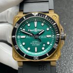 BRF Factory Bell & Ross BR 03 BR0392-D-LT-BRSRB 42mm Bronze Rubber Strap Green Dial (9) BRF Factory Bell & Ross BR-03 BR0392-D-LT-BRSRB 42mm Bronze Rubber Strap Green Dial