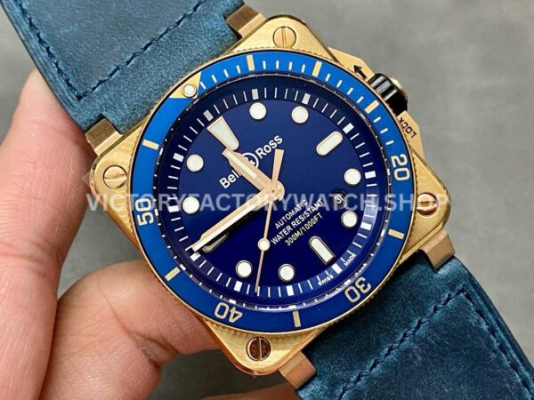 BRF Factory Bell & Ross BR-03 BR0392-D-LU-BR-SCA 42mm Bronze Leather strap Blue Dial (2) BRF Factory Bell & Ross BR-03 BR0392-D-LU-BR-SCA 42mm Bronze Calf Skin Strap Blue Dial