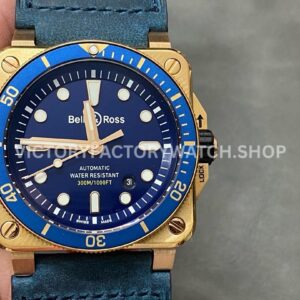 BRF Factory Bell & Ross BR-03 BR0392-D-LU-BR-SCA 42mm Bronze Leather strap Blue Dial (4) BRF Factory Bell & Ross BR-03 BR0392-D-LU-BR-SCA 42mm bronze blue dial calfskin strap