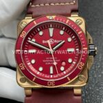 BRF Factory Bell & Ross BR 03 BR0392-D-R-BRSCA 42mm Bronze Leather Strap Red Dial (5) BRF Factory Bell & Ross BR-03 BR0392-D-R-BRSCA 42mm Bronze Leather Strap Red Dial