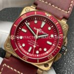 BRF Factory Bell & Ross BR 03 BR0392-D-R-BRSCA 42mm Bronze Leather Strap Red Dial (7) BRF Factory Bell & Ross BR-03 BR0392-D-R-BRSCA 42mm Bronze Leather Strap Red Dial