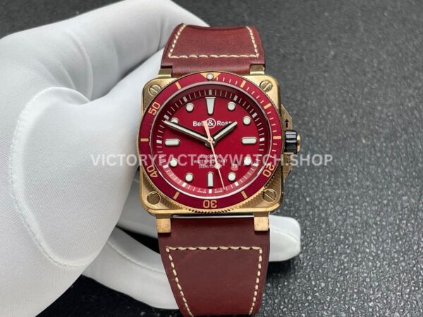 BRF Factory Bell & Ross BR 03 BR0392-D-R-BRSCA 42mm Bronze Leather Strap Red Dial (8) Explore the BRF Factory Bell & Ross BR-03 BR0392-D-R-BRSCA, a 42mm bronze model featuring a leather strap and distinctive red dial.