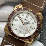 BRF Factory Bell & Ross BR 03 BR0392-D-WH-BRSCA 42mm Bronze Leather Strap Silver Dial (4) BRF Factory Bell & Ross BR-03 BR0392-D-WH-BRSCA 42mm Bronze Leather Strap Silver Dial