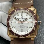BRF Factory Bell & Ross BR 03 BR0392-D-WH-BRSCA 42mm Bronze Leather Strap Silver Dial (5) BRF Factory Bell & Ross BR-03 BR0392-D-WH-BRSCA 42mm Bronze Leather Strap Silver Dial