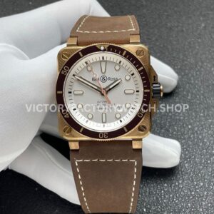 BRF Factory Bell & Ross BR 03 BR0392-D-WH-BRSCA 42mm Bronze Leather Strap Silver Dial (7) BRF Factory Bell & Ross BR-03 BR0392-D-WH-BRSCA 42mm bronze leather strap silver dial
