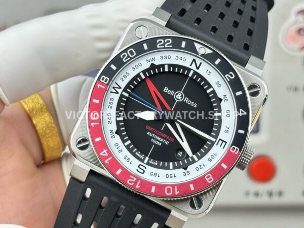 BRF Factory Bell & Ross BR-03 BR0393-BL-ST/SCA 42mm Black Rubber Strap Aluminium Bezel Black Dial