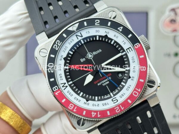 BRF Factory Bell & Ross BR-03 BR0393-BL-ST/SCA 42mm Black Rubber Strap Aluminium Bezel Black Dial