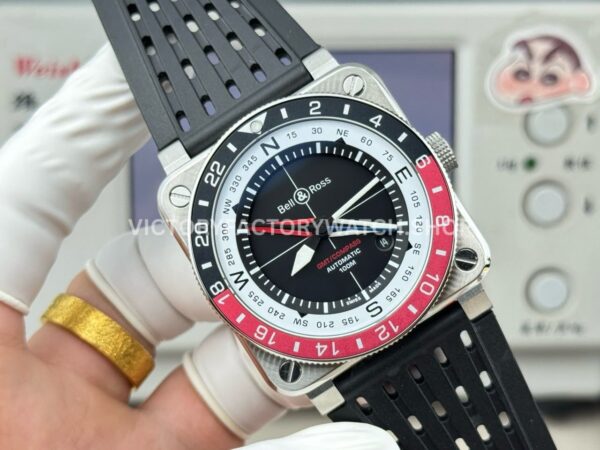 BRF Factory Bell & Ross BR-03 BR0393-BL-ST/SCA 42mm Black Rubber Strap Aluminium Bezel Black Dial