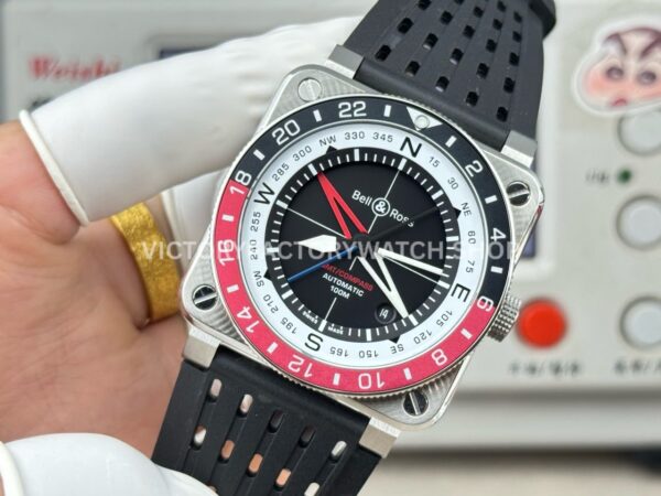 BRF Factory Bell & Ross BR-03 BR0393-BL-ST/SCA 42mm Black Rubber Strap Aluminium Bezel Black Dial