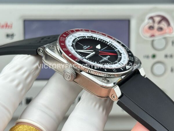 BRF Factory Bell & Ross BR-03 BR0393-BL-ST/SCA 42mm Steel Rubber Strap Aluminium Bezel Black Dial