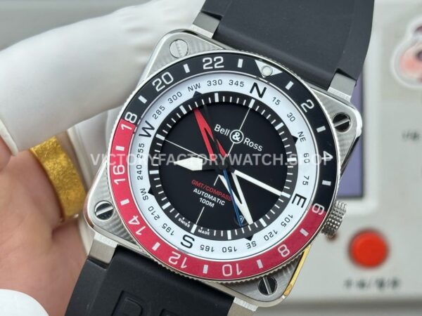 BRF Factory Bell & Ross BR-03 BR0393-BL-ST/SCA 42mm Steel Rubber Strap Aluminium Bezel Black Dial
