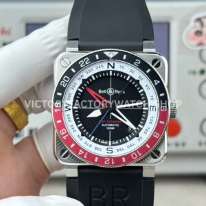 BRF Factory Bell & Ross BR-03 BR0393-BL-STSCA 42mm Steel Rubber Strap Aluminium Bezel Black Dial (7) BRF Factory Bell & Ross BR-03 BR0393-BL-ST/SCA 42mm steel rubber strap black dial
