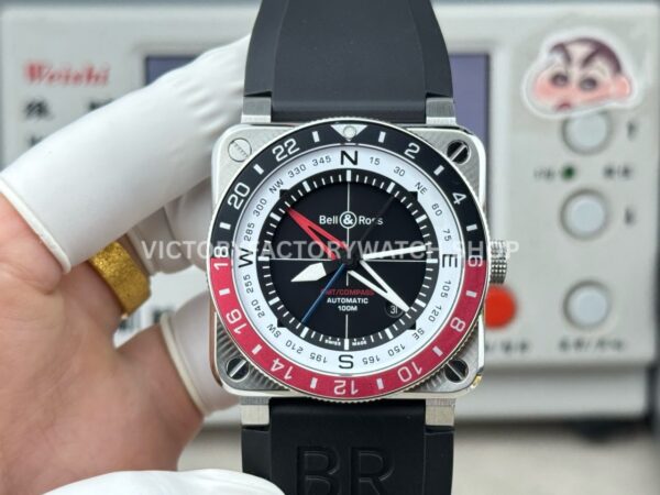 BRF Factory Bell & Ross BR-03 BR0393-BL-ST/SCA 42mm steel rubber strap black dial