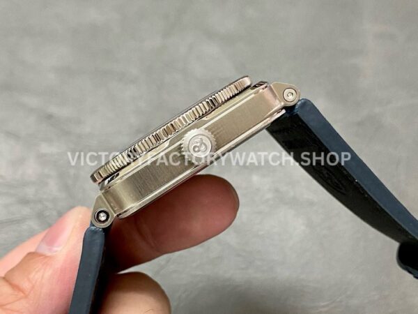 BRF Factory Bell & Ross BR-03 BR0393-BLU-STSCA 42mm Steel Calf Skin Strap Aluminium Bezel Blue Dial (2) BRF Factory Bell & Ross BR-03 BR0393-BLU-STSCA 42mm Steel Calf Skin Strap Aluminium Bezel Blue Dial