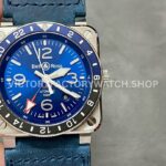 BRF Factory Bell & Ross BR-03 BR0393-BLU-STSCA 42mm Steel Calf Skin Strap Aluminium Bezel Blue Dial (4) BRF Factory Bell & Ross BR-03 BR0393-BLU-STSCA 42mm steel calfskin strap blue dial