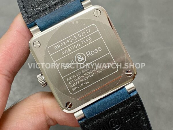 BRF Factory Bell & Ross BR-03 BR0393-BLU-STSCA 42mm Steel Calf Skin Strap Aluminium Bezel Blue Dial (6) BRF Factory Bell & Ross BR-03 BR0393-BLU-STSCA 42mm Steel Calf Skin Strap Aluminium Bezel Blue Dial