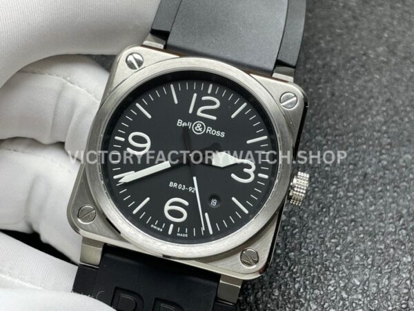 BRF Factory Bell & Ross BR 03 BR03A-BL-STSRB 42mm Steel Rubber Strap Black Dial (1) BRF Factory Bell & Ross BR-03 BR03A-BL-STSRB 42mm Steel Rubber Strap Black Dial
