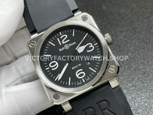 BRF Factory Bell & Ross BR 03 BR03A-BL-STSRB 42mm Steel Rubber Strap Black Dial (2) BRF Factory Bell & Ross BR-03 BR03A-BL-STSRB 42mm Steel Rubber Strap Black Dial
