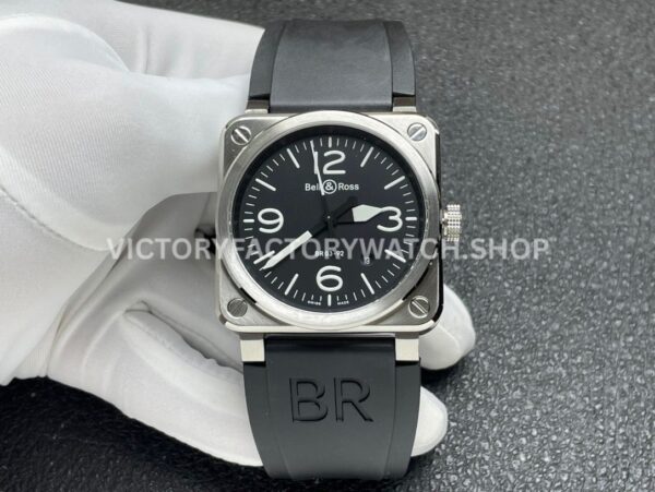 BRF Factory Bell & Ross BR 03 BR03A-BL-STSRB 42mm Steel Rubber Strap Black Dial (3) BRF Factory Bell & Ross BR-03 BR03A-BL-STSRB 42mm steel black dial rubber strap