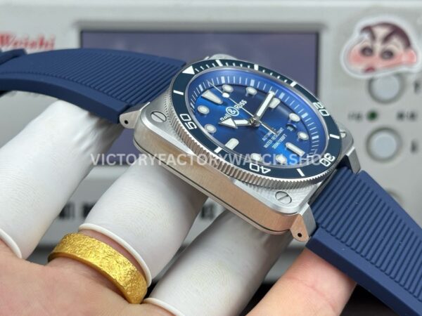 BRF Factory Bell & Ross BR-03 BR03A-D-BLU-STSRB 42mm Steel Rubber Strap Ceramic Bezel Blue Dial (1) BRF Factory Bell & Ross BR-03 BR03A-D-BLU-ST/SRB 42mm Steel Rubber Strap Ceramic Bezel Blue Dial