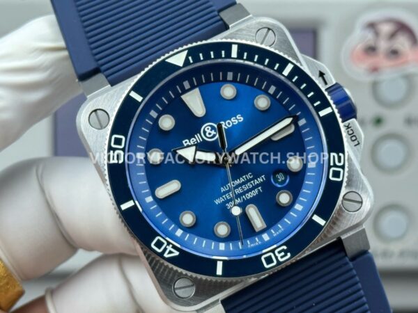 BRF Factory Bell & Ross BR-03 BR03A-D-BLU-STSRB 42mm Steel Rubber Strap Ceramic Bezel Blue Dial (2) BRF Factory Bell & Ross BR-03 BR03A-D-BLU-ST/SRB 42mm Steel Rubber Strap Ceramic Bezel Blue Dial