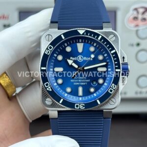 BRF Factory Bell & Ross BR-03 BR03A-D-BLU-STSRB 42mm Steel Rubber Strap Ceramic Bezel Blue Dial (5) BRF Factory Bell & Ross BR-03 BR03A-D-BLU-ST/SRB 42mm steel rubber strap blue dial