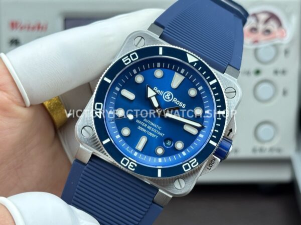 BRF Factory Bell & Ross BR-03 BR03A-D-BLU-STSRB 42mm Steel Rubber Strap Ceramic Bezel Blue Dial (7) BRF Factory Bell & Ross BR-03 BR03A-D-BLU-ST/SRB 42mm Steel Rubber Strap Ceramic Bezel Blue Dial