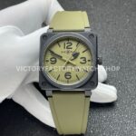 BRF Factory Bell & Ross BR 03 BR03A-MIL-CESRB 42mm Ceramic Rubber Strap Green Dial (2) BRF Factory Bell & Ross BR-03 BR03A-MIL-CESRB 42mm ceramic green dial rubber strap