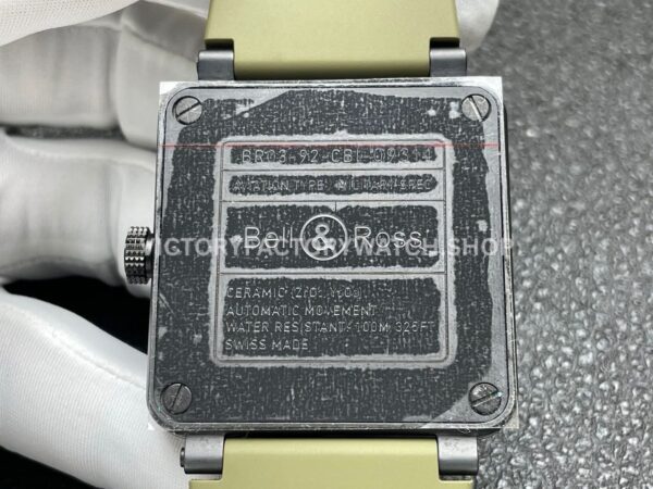 BRF Factory Bell & Ross BR 03 BR03A-MIL-CESRB 42mm Ceramic Rubber Strap Green Dial (3) BRF Factory Bell & Ross BR-03 BR03A-MIL-CESRB 42mm Ceramic Rubber Strap Green Dial