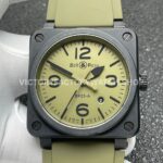 BRF Factory Bell & Ross BR 03 BR03A-MIL-CESRB 42mm Ceramic Rubber Strap Green Dial (4) BRF Factory Bell & Ross BR-03 BR03A-MIL-CESRB 42mm Ceramic Rubber Strap Green Dial